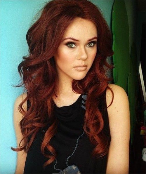 wavy-curly-dark-red-hair-color-2015-trends